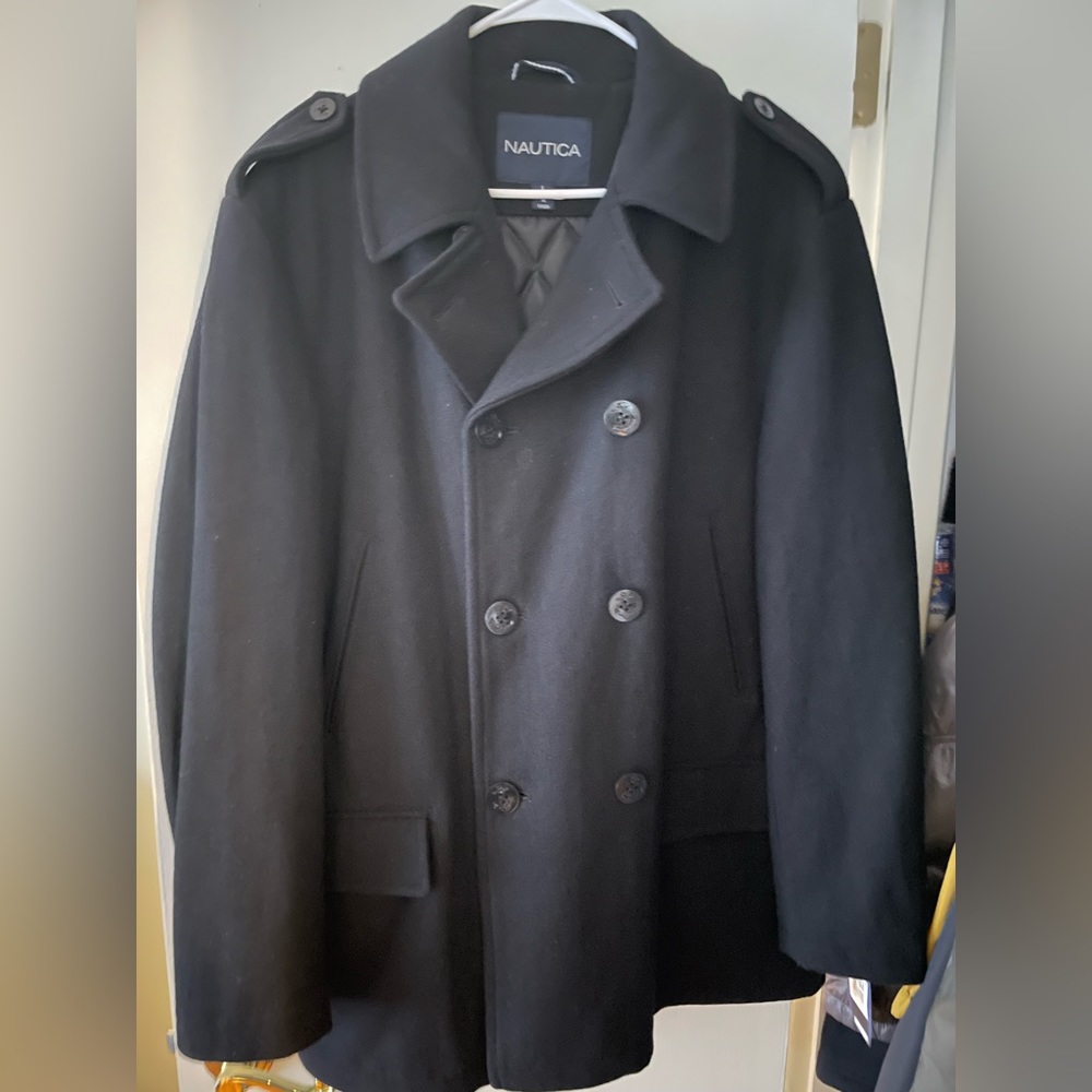 Nautica black size large Men’s pea coat